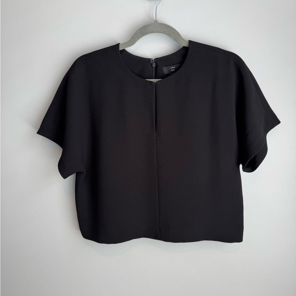 J. Crew Black Boxy Short Sleeve Blouse